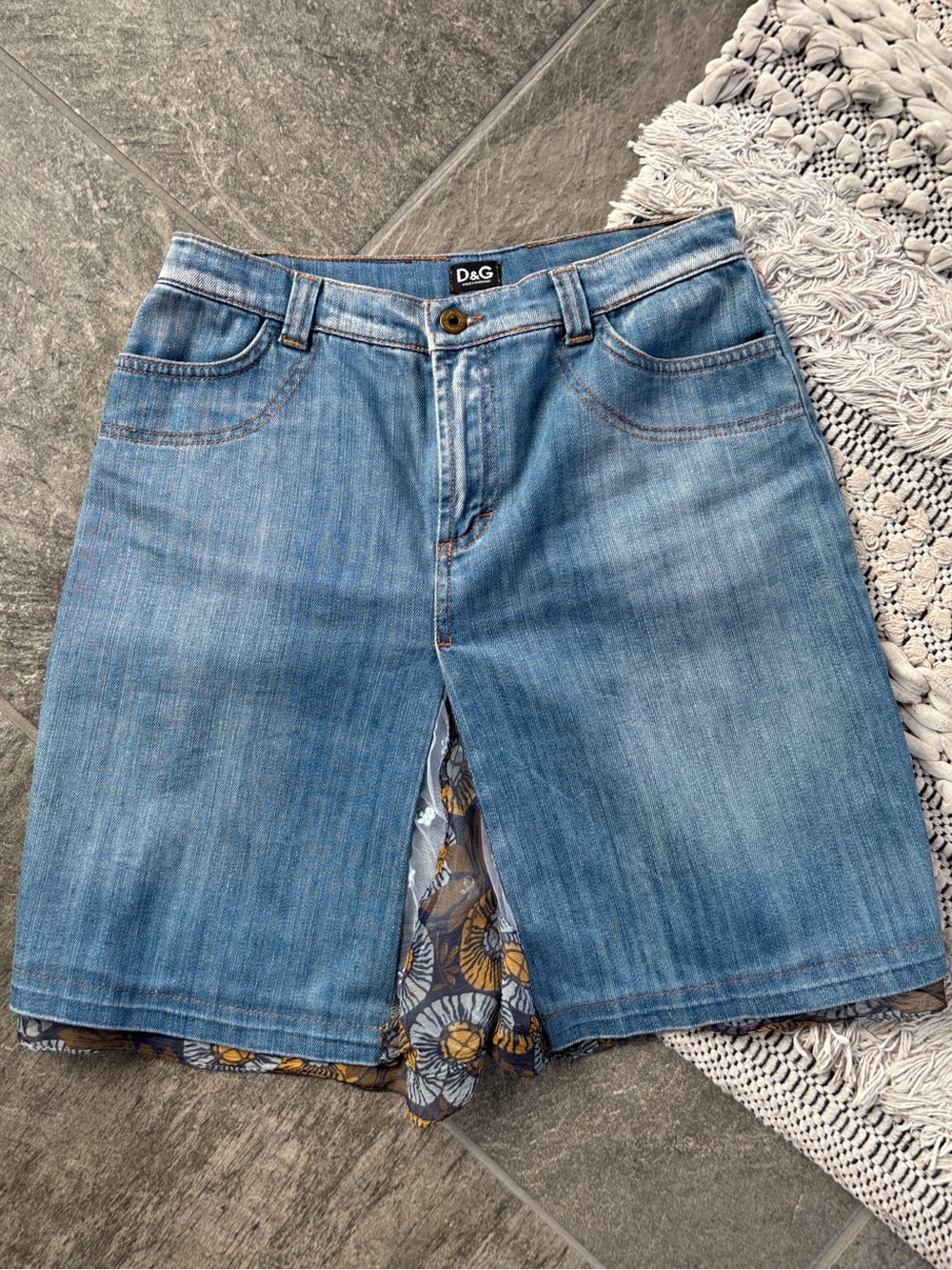 Dolce & Gabbana Light Blue Denim Skirt with Brass Button Detail